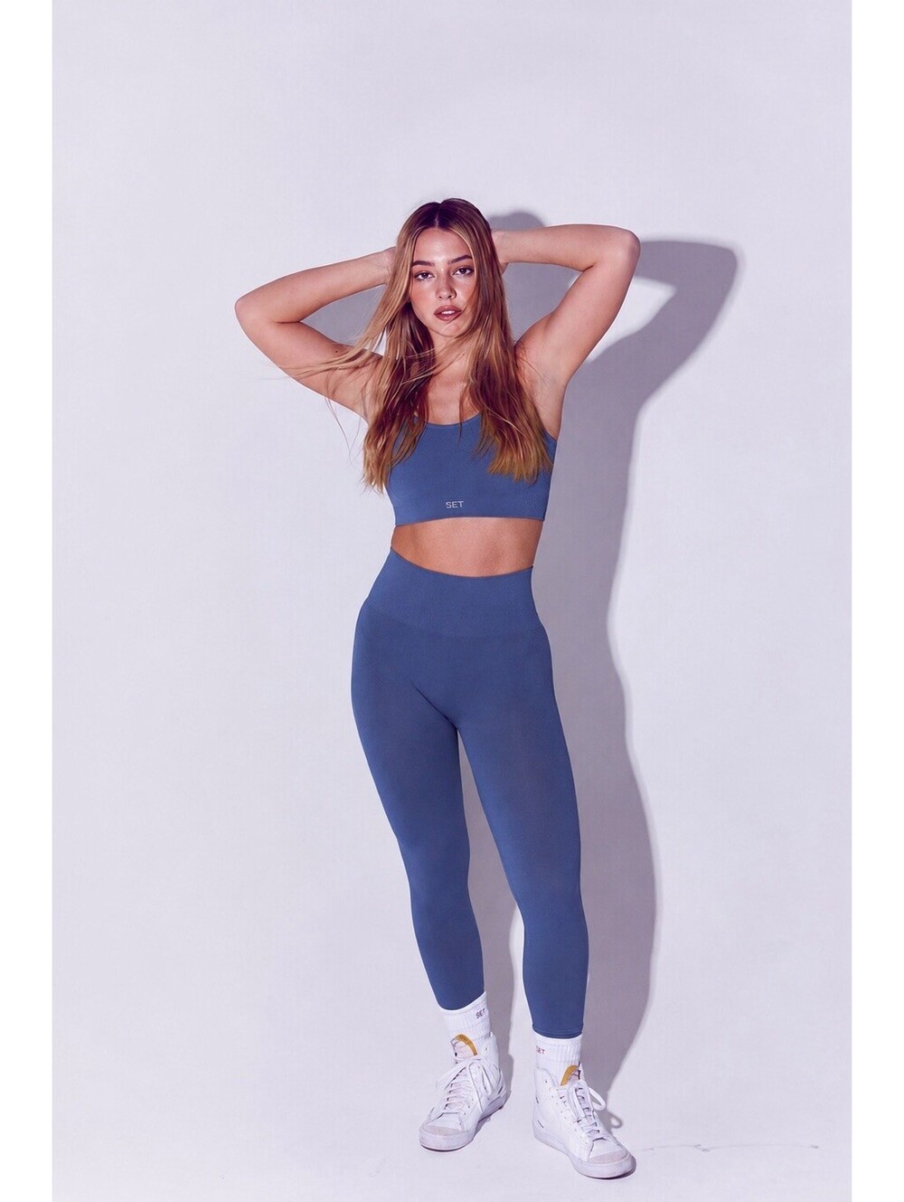 SET Active Sculptflex Seamless High Rise Leggings Blue XS Athleisure Yoga